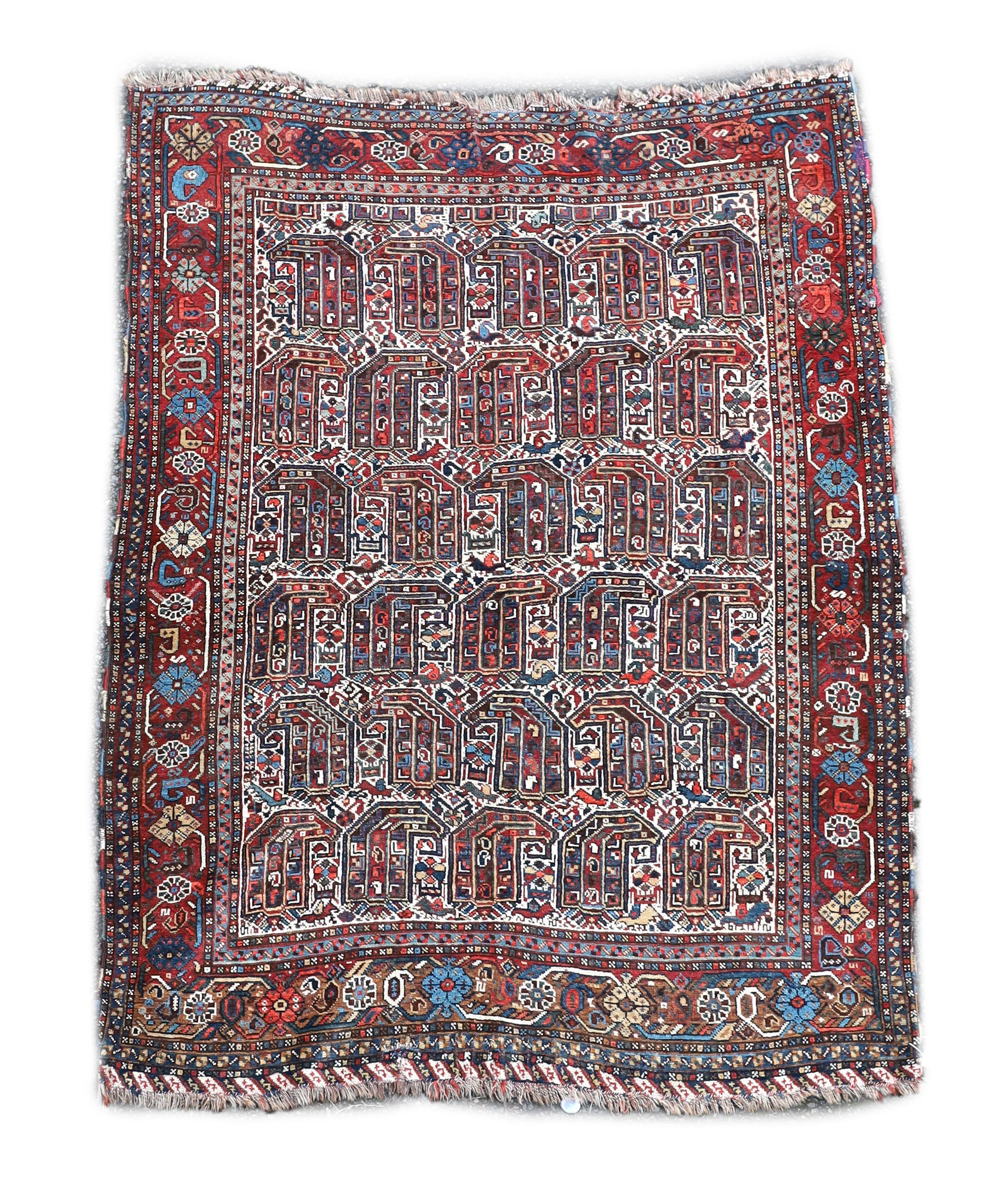A Southern Persian ivory ground rug, 175 x 137cm